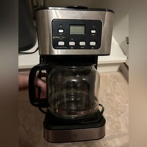 Programmable Stainless Steel Coffee Maker with Black Handle